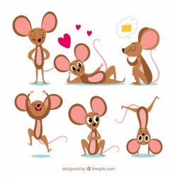 Flat mice collection with different poses
