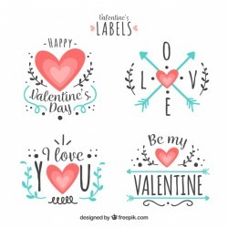 Flat valentine’s day label/badge collection