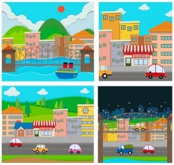 Four scenes of the city