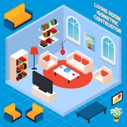 Isometric Living Room Interior
