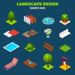 Landscape Design Isometric Icons