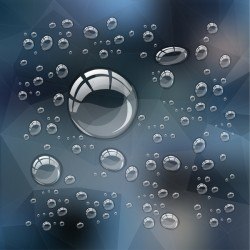 Shining water drop with polygon background