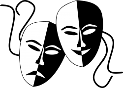 Tragedy And Comedy Theater Masks Icons PNG