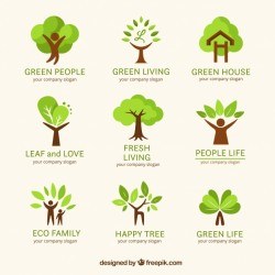 Tree logos collection in flat style