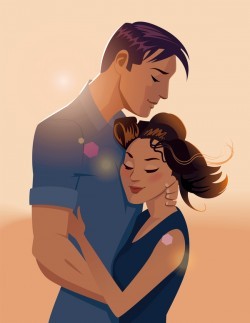 Embraces love couple vector material 09