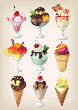 Sorts of ice cream vector illustration 03