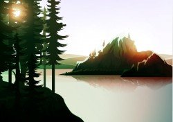 Summer forest landscape vector material 13