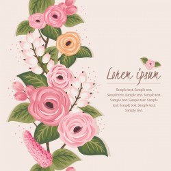 Vintage flower art backgrounds vector 01
