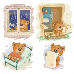 Cartoon teddy bears head drawing vector 06