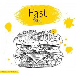 Fast food illustration hand drawing vectors 02
