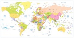 Colored political World Map isolated on white vector