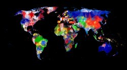 Geometric design world map vector template