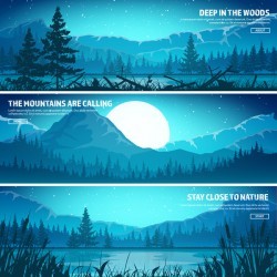 Nature landscape banners template vectors material 02