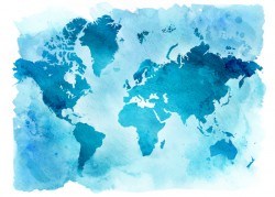Watercolor world map vector 02