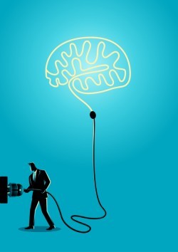Businessman Silhouette Plug In Brain vector