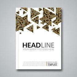 Golden with white brochrue cover template vector