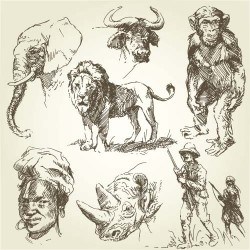 Hand drawing wild animal vector set 04