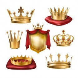 Luxury gold crown with shield vector
