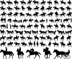 horseman with horse silhouette vector set 02