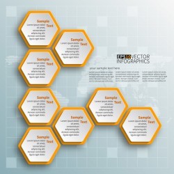 Honeycomb business infographics template vectors set 04