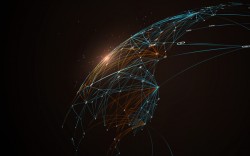 Particles and lines with sphere background vector 08