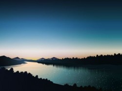 siluate river at evening vector