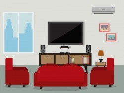 living room flat background vector