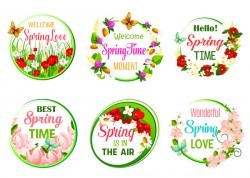 Spring flower round card vector