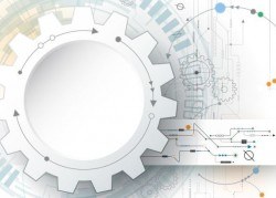 Creative gear wheel and circuit board background vector 01
