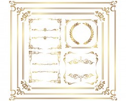 Golden decor calligraphy with frame and borders vector 07