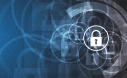 Set of technology security with data background vector 15