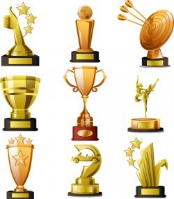 Gold trophy collection vector material 02