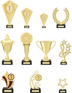 Gold trophy collection vector material 03
