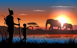 african landscape with wild animal vector