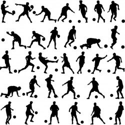 Set of football play silhouette vector 03