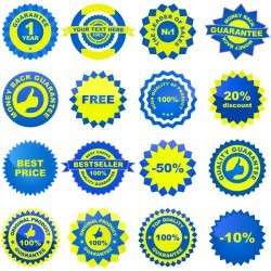 Blue with yellow badge creative vector