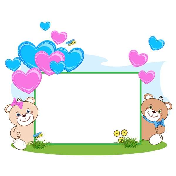 Teddy bear with heart frame cartoon vector 04