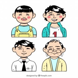 Asian men collection in different ages