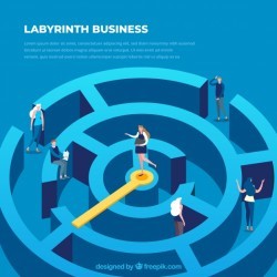 Business concept with labyrinth’s isometric view