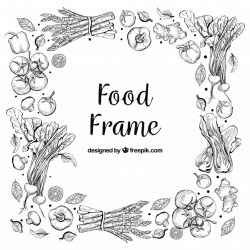 Delicious food frame with hand drawn style