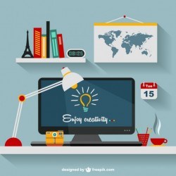 Designer’s office flat illustration