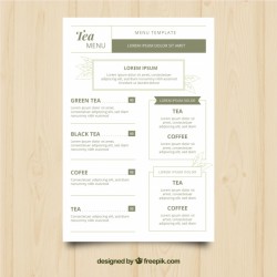 Elegant tea menu template with flat design