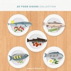 Food dishes collection with top view