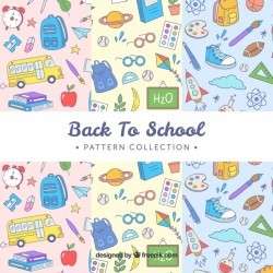 Hand drawn back to school pattern collection