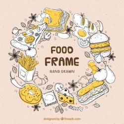 Hand drawn delicious food frame