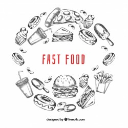 Hand drawn fast food frame