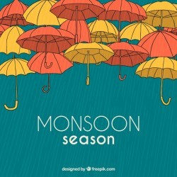 Hand drawn monsoon season composition