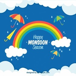 Monsoon season composition with flat design