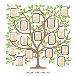 Photo collage template with flat tree