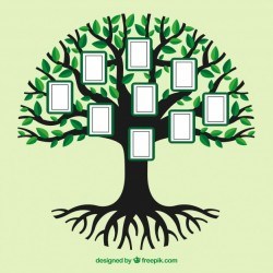 Photo collage template with flat tree